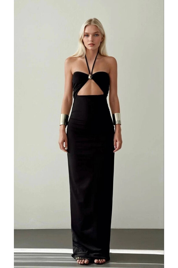 İthal Modal Kumaş Likralı Aksesuar Detay Elbise