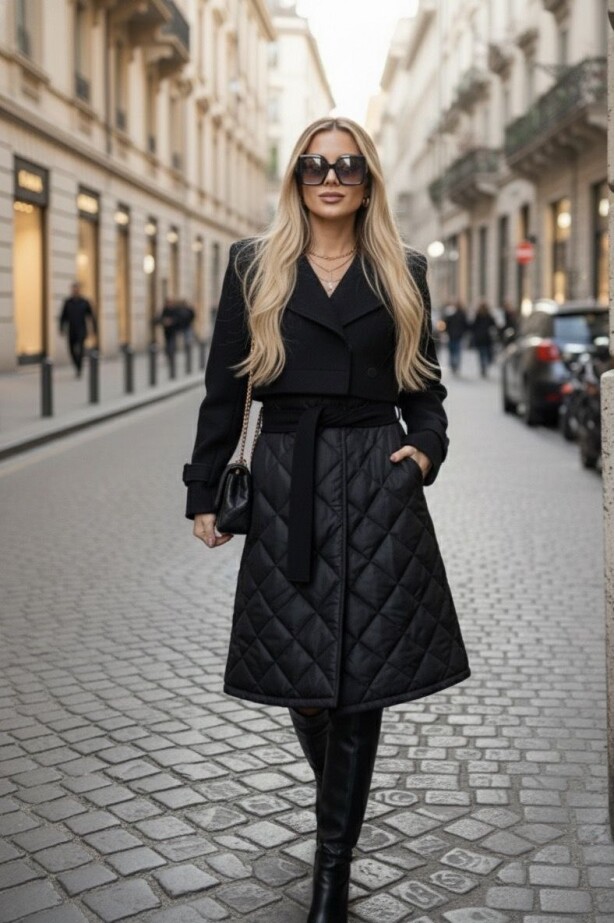 Kaşe Garnili Kapitone Kaban