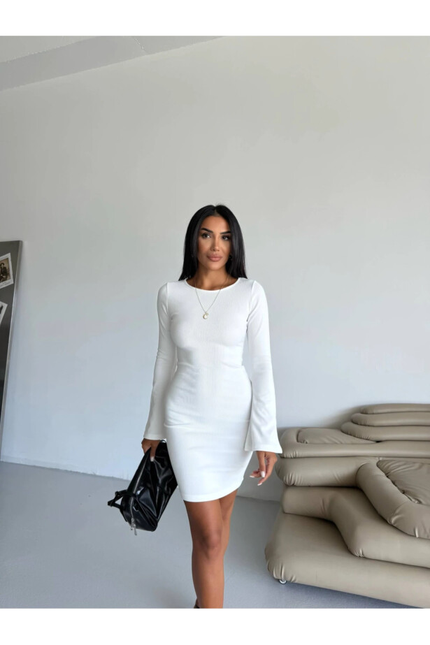 Ottoman Kumaş Kol Detay Beyaz Elbise