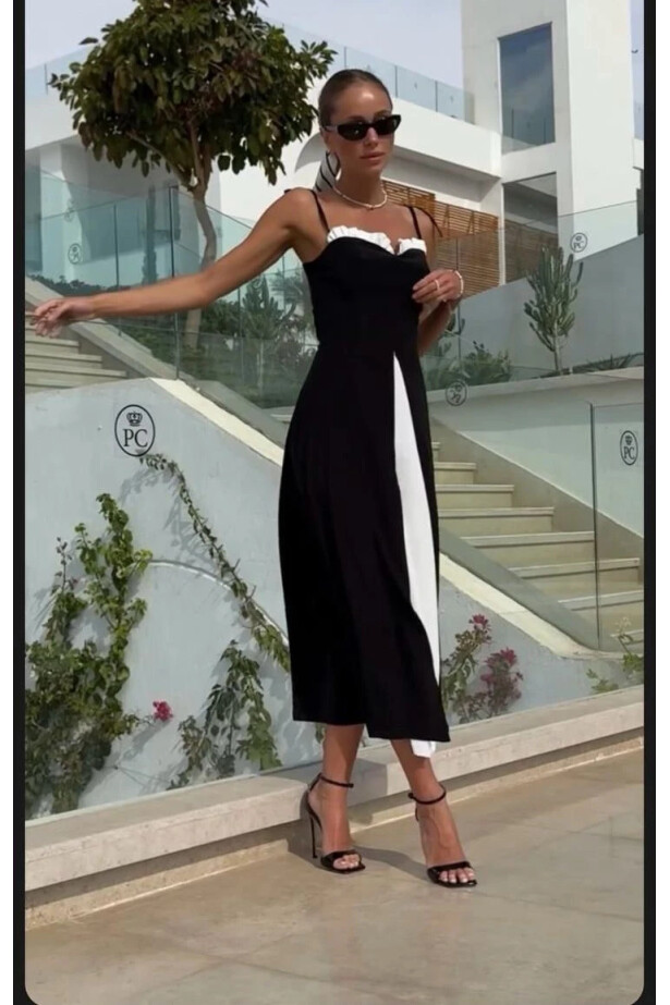 Scuba Kumaş Askılı Elbise