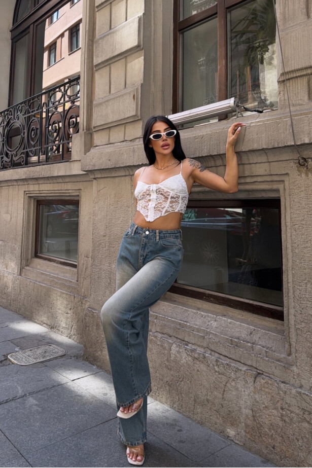 Yıkamalı Eskitme Denim Pantalon